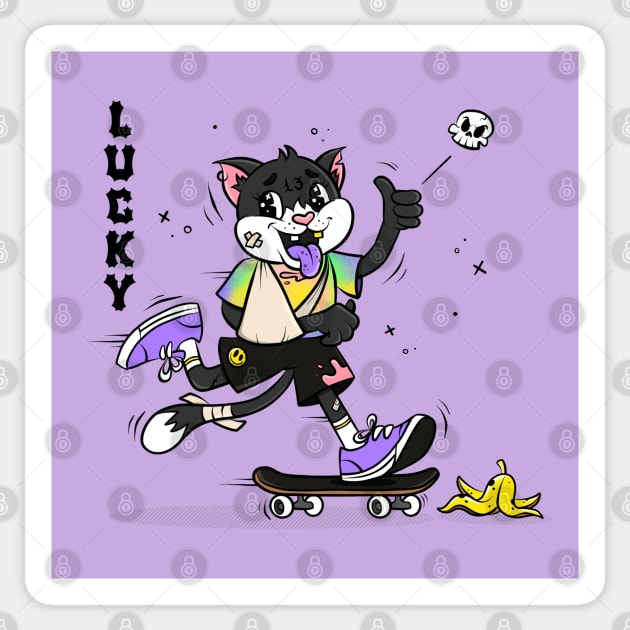 LUCKY KITTY 13 Sticker by bratcave.studio